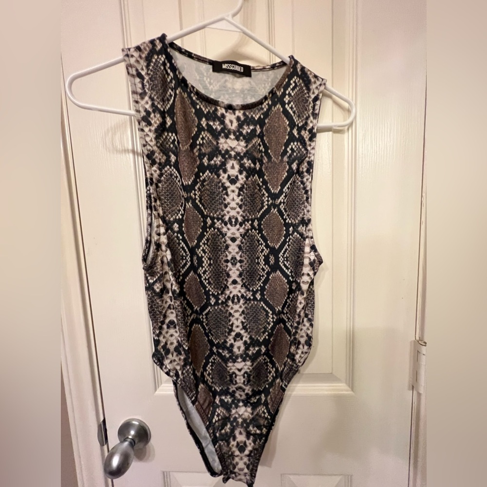 Missguided size 6 snake print sleeveless bodysuit